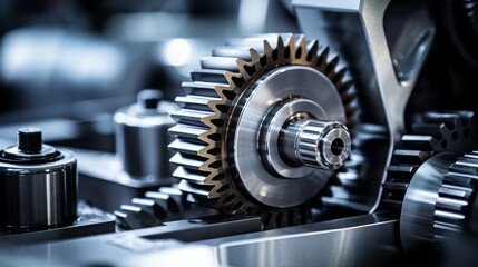 engine gear wheels,closeup view engine gears wheels  industrial background