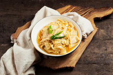 Stir-fried tofu skin on a plate