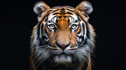Angry tiger. Sumatran tiger (Panthera tigris sumatrae) beautiful animal portrait