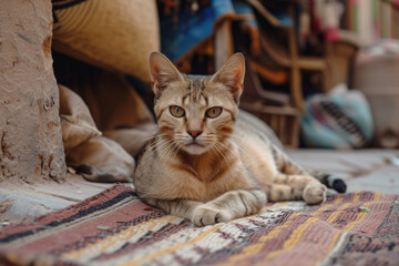 The lively spirit of a cheerful Egyptian cat, radiating joy and playfulness