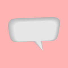 3D-иконка белого речевого пузыря на розовом фоне.