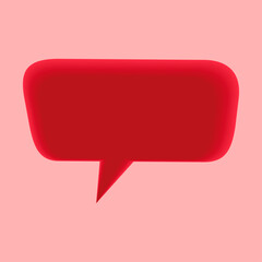 3D icon of red speech bubble on pink background.