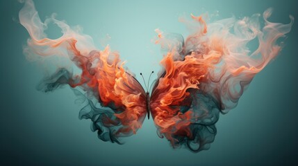A butterfly with smoke coming out of its wings. Generative AI. - obrazy, fototapety, plakaty