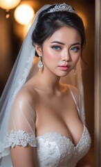 perfect face lady beautiful on wedding the bride shave their hair off and wear the men clothes, hyper feminine