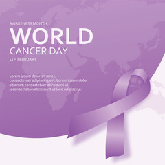 World cancer day flat design background with ribbon illustration
