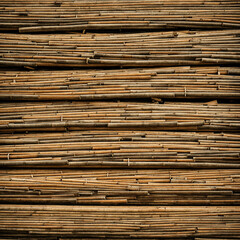 close-up of a bamboo wooden surface, with planks of bamboo. The grain of the wood is visible, and there are some visible knots