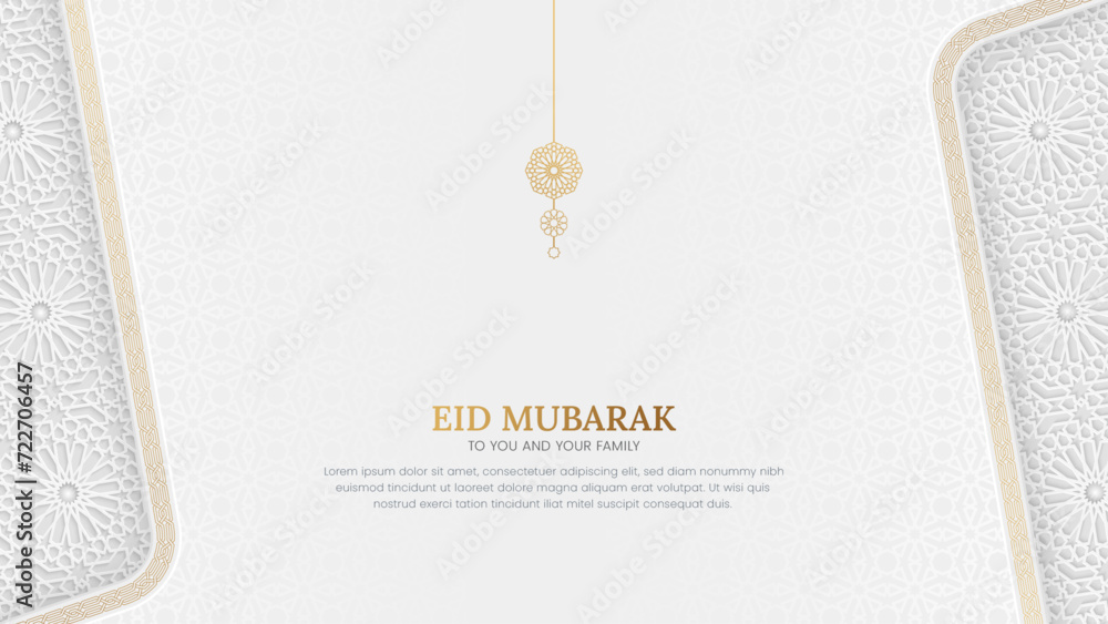 Wall mural eid mubarak islamic luxury background with arabic pattern and border frame