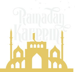 Golden Lettering Ramadan Kareem With Mosque