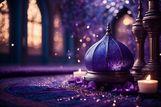 A beautiful mosque background with purple color