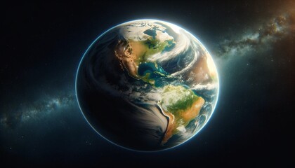 Earth from space with a realistic