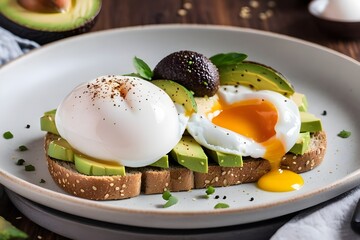  sliced-avocado-toast-with-poached-eggs-sprinkled-with-sesame-seeds-and-a-pinch-of-black-pepper