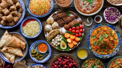 Fototapeta na wymiar A Middle Eastern Feast for Ramadan Iftar