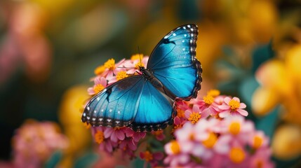 A Multicolored Butterfly Dances Amidst Vibrant Natures Beauty