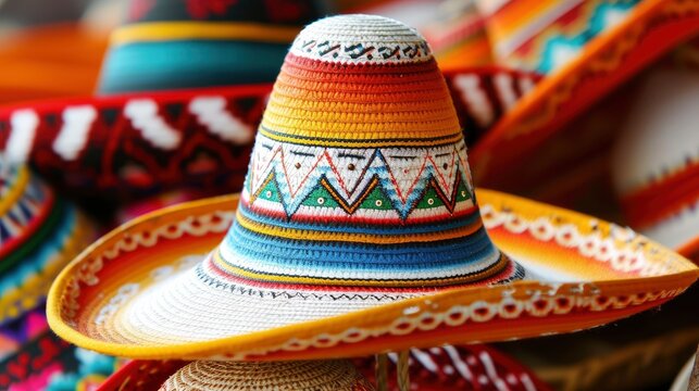 A Mexican Sombrero Hat Adorned with Vibrant Flowers