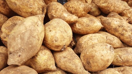 Sweet potatoes background. Sold in Indonesian local market.