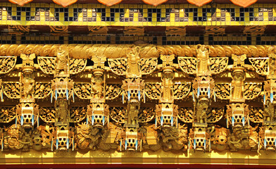 Incredible Ornate facade of Sian Lo Tai Tian Kong Chinese Buddhist Temple in Samut Prakan Province, Thailand