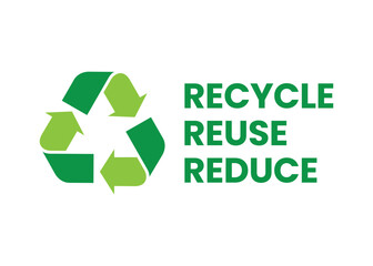 Recycle Reuse Reduce vector illustration, Eco recycling symbol, Recycle icon vector silhouette isolated on white background.