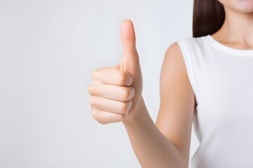 Woman raising her thumb