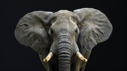  a close up of an elephant's face with tusks and tusks on it's ears.