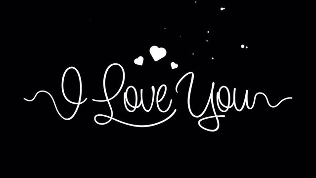 I love You text animation. Animated text with white particles and ink effect, good for love expression videos and messages. Features 4K and Alpha channel