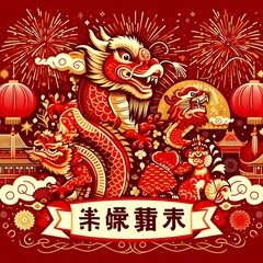 Illustration welcoming a lively Chinese New Year celebration