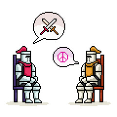 pixel art knight battle peace