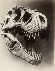 Naklejka premium Dinosaur head skull. Vintage effect. Generative AI technology.
