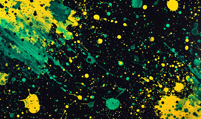 yellow and green splatter pattern splash with a black, Generative AI