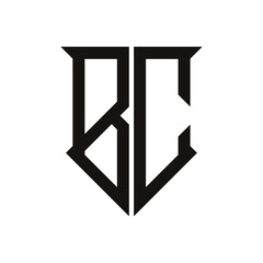 A monogram logo from B and C black letters in the gothic style on the white background
