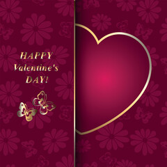 Valentine&apos;s Day greeting card with red heart and place for your text