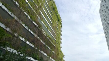 Close up of Green Building Landscape in a neighboorhood.