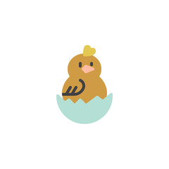 Easter chick hatching from an egg flat icon