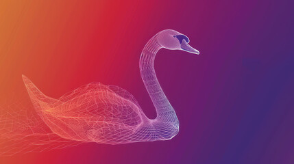  a 3d image of a swan on a purple and red background with the words swan on the left side of the image.