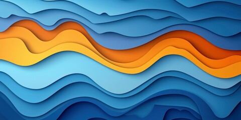 Fototapeta premium Origami Wave, Abstract Paper Cut Background with Artistic Elegance.