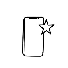 hand drawn doodle mobile phone with star symbol illustration vector