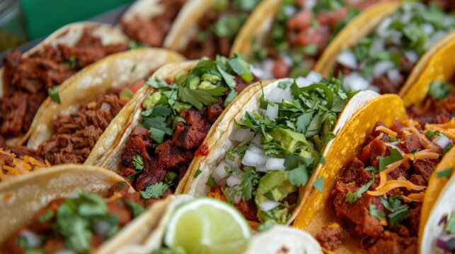 A Tempting Array of Colorful and Flavorful Tacos, Showcasing the Rich Tapestry of Mexican Cuisine