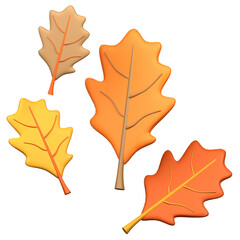 Fallen Oak Leaves 3D Icon