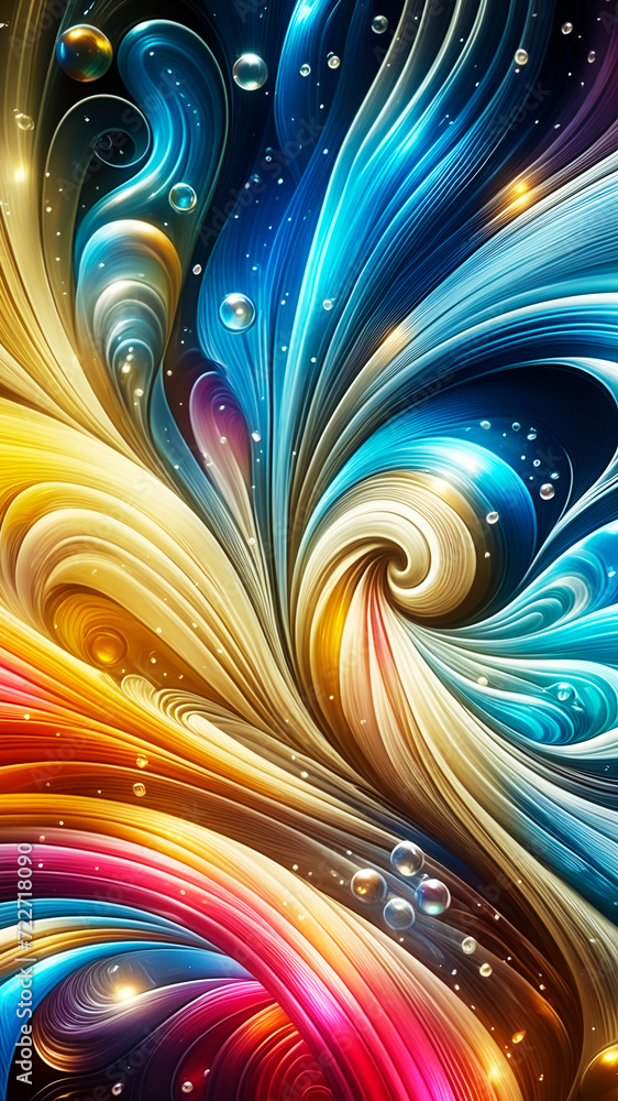 Wall mural abstract texture wallpaper and background with waves and curves in vivid colors. artistic pattern de