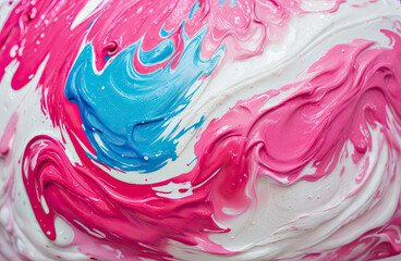 flow of liquid paint full of pink color