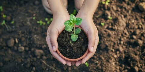 Green Beginnings, Woman Hands Planting a Sprout on International Plant Appreciation Day, Earth Day, Environment Day