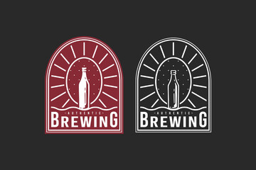 craft beer with beer bottle logo graphic for brewing company label, sign, symbol or brand identity