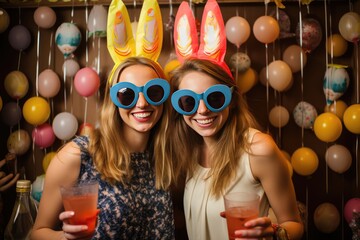 Easter Photo Booth: Create a mini photo booth with Easter props and drinks as accessories.