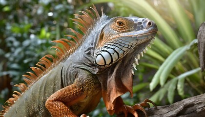 Naklejka premium iguana on a branch