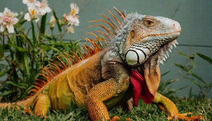 Obraz premium tyle Reigns Supreme: Iguana's Fabulous Fashion Statement