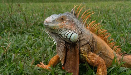 Fototapeta premium tyle Reigns Supreme: Iguana's Fabulous Fashion Statement