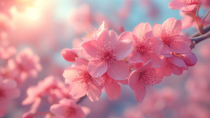 Close-Up of Cherry Blossoms Against Blue Sky.
