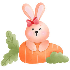 Easter rabbit on the carrot