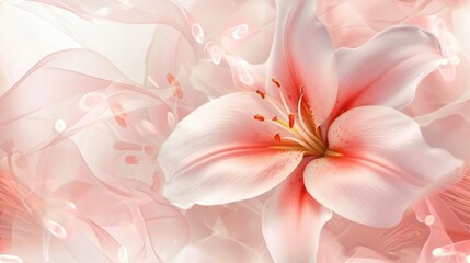  a close up of a pink flower on a white and pink background with lots of flowers in the foreground.