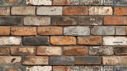  a close up of a brick wall made out of different colors of bricks with a white spot in the middle of the brick.