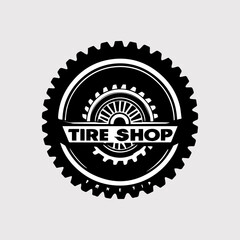 vector hand drawn tire shop logo design